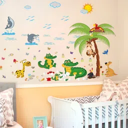INDIAN ROYALS Blue & Yellow Animal Printed Self-Adhesive & Durable Wall Sticker-picture-41
