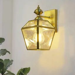 Fos Lighting Gold Brass & Glass Victorian Trapezoid Wall Sconce-image-93