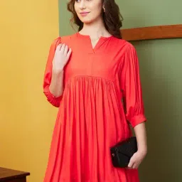 Globus Orange A-Line Dress-image-37