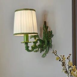 Fos Lighting Green Aluminium & Fabric Grapevine Wall Sconce With Pleated Shade-image-80