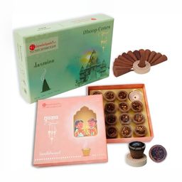 GaneshaSpeaks 15-Pcs Brown Wooden Jasmine Dhoop Cup & 50-Pcs Lemongrass Dhoop Cone-18