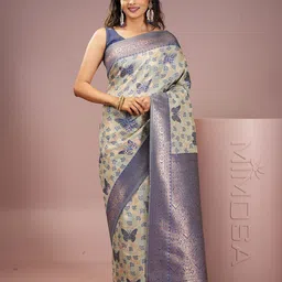 MIMOSA Floral Woven Design Zari Banarasi Saree-picture-35