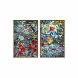 999Store Multicolor Vinyl Wall Painting Panel with Fibre Frame - Set of 2 image 2
