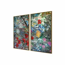999Store Multicolor Vinyl Wall Painting Panel with Fibre Frame - Set of 2 image 3