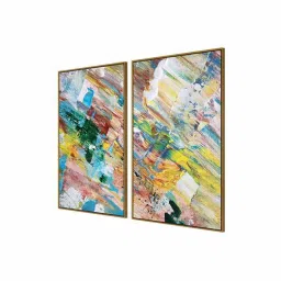 999Store Multicolor Vinyl Wall Painting Panel with Fibre Frame - Set of 2 image 3