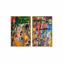 999Store Multicolor Vinyl Wall Painting Panel with Fibre Frame - Set of 2 image 2