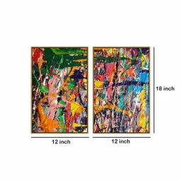 999Store Multicolor Vinyl Wall Painting Panel with Fibre Frame - Set of 2 image 5