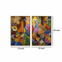 999Store Multicolor Vinyl Wall Painting Panel with Fibre Frame - Set of 2 image 5