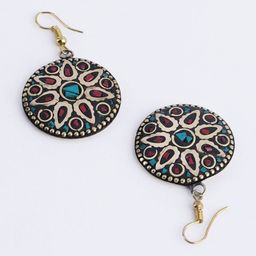 Anouk Gold Plated Cubic Zirconia Studded Circular Shaped Drop Earrings image 4