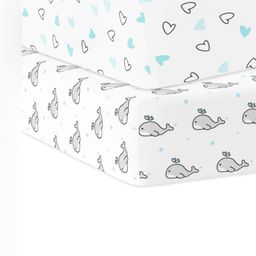 The White Cradle Blue Cartoon Characters Printed Cotton 120 TC 2 Fitted Crib Sheets-image-42