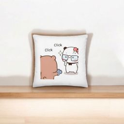 Anikmart White & Brown Printed Square Shaped Pre-Filled Cushion-11
