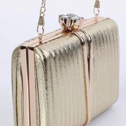 Code by Lifestyle Gold Textured Box Clutch image 3