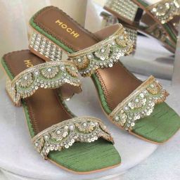 Mochi Women's Green Ethnic Sandals-image-47
