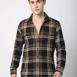 VASTRADO Core Fashion Black Regular Fit Checks Shirt-image-67
