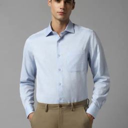 Louis Philippe Blue Cotton Regular Fit Printed Shirt-image-14