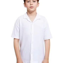 Rare Ones Boys White Cotton Jacquard Shirt-image-7