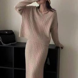 Alamode By Akanksha Brown Orlee Winter Coord Set- Set Of Sweater And Skirt-image-37