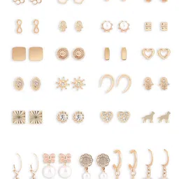 Zaveri Pearls Woman Set of 25 Contemporary Studs Earrings image 2
