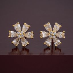 Kushal's Fashion Jewellery 92.5 Sterling Silver Rose Gold-Plated FloralStuds Earrings-image-61