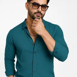 IKON FASHION Men Original Slim Fit Solid Spread Collar Casual Shirt-picture-41