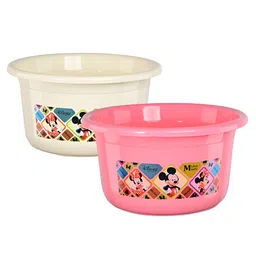 Aura Pink & Cream-Coloured 2 piece Abstract Plastic Bath Accessories Set-image-65