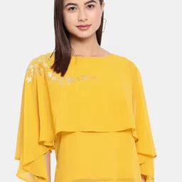 BAESD Boat Neck Cape Sleeves Top-image-45
