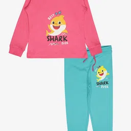 Bodycare Kids Girls Baby Shark Printed T-shirt With Joggers-image-46