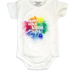 TotzTouch Unisex Baby White Holi-Themed Pure Cotton Printed Cotton Romper-picture-9