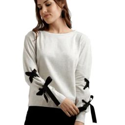 Miss Chase Off White Textured Sweatshirt-image-8
