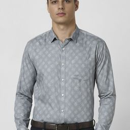 V Dot Men Spread Collar Abstract Printed Cotton Formal Shirt-image-28