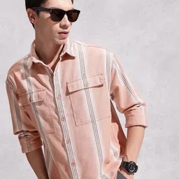 WROGN Vertical Stripes Drop-Shoulder Sleeves Oversized Casual Shirt-image-66