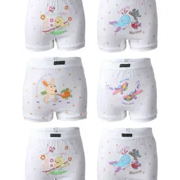 Bodycare Kids White Cotton Printed Bloomers (Pack of 6)-picture-9