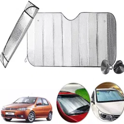 Auto Pearl F174 Dashboard Sun Shade Cover with Suction Cup for Toyota Palio (Silver)-34
