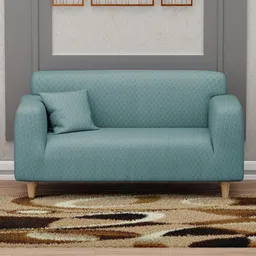 Myntra Elegant Homes Blue Checked Polyester 1 Piece Sofa Cover With Arms-image-10