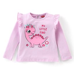 Babyhug 100% Cotton Full Sleeves T-Shirt With Dino Graphics - Pink-image-35