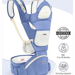 Babyhug Delight Cotton Hip Seat Cum Baby Carrier- Blue-image-79