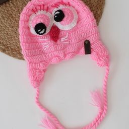 Woonie Birds Applique Detailed  Handmade Beanie - Pink-picture-6