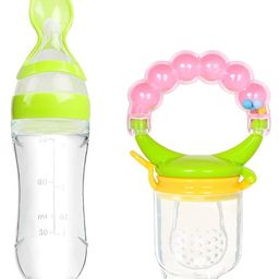 Enorme Silicone Easy Squeezy Spoon Food Feeder and Ring Style Food Fruit Feeder Nibbler Pacifier for Babies-5