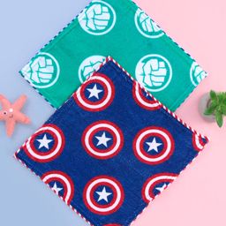 Babyhug Marvel Terry Woven Avengers Digital Printed Towel Pack of 2 L 33.02 x B 25.4 cm - Blue-77