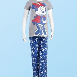 Bella Mama Cotton Knit Half Sleeve Night Suit With Minnie Mouse Graphics - Grey & Blue-image-68