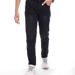 Pine Kids Denim Woven Full Length Solid Washed Jeans - Black-picture-15