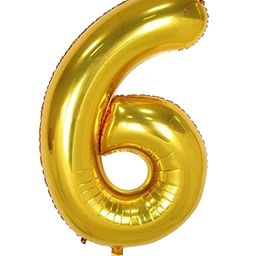 Decor Mantra Number 6 foil balloon 32 inch for birthday decoration items - Gold - Pack of 1-11