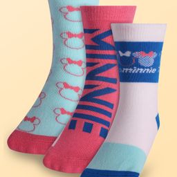 Pine Kids Disney Ankle Length Anti-Bacterial Socks With Minnie Mouse Graphics Pack Of 3 - Pink White & Light Blue-4