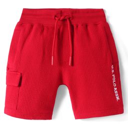 US Polo Assn Cotton Knit Solid Color Shorts - Red-image-70