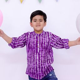 BownBee Pure Cotton Full Sleeves Bandhani Printed Kurta - Purple-picture-18