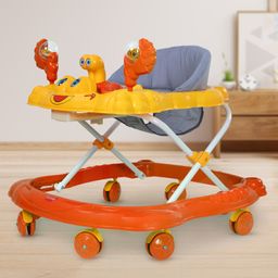 Luv Lap Starshine Baby Walker with 3 Level Height Adjustment & Crab Applique - Orange-15