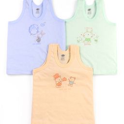 Zero Sinker Knit Sleeveless Animal Printed Vests Pack Of 3 - White-picture-8