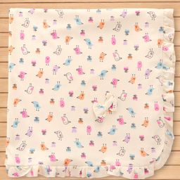 CUCUMBER Interlock Knit Towel With Bird Print L 81 x B 81 cm - Peach-picture-10