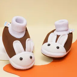 Neska Moda Rabbit Designed Slip On Booties - Brown & White-picture-44