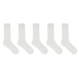 SOCKSXPRESS Cotton Knit Pack Of 5 Solid School Socks - White-picture-13